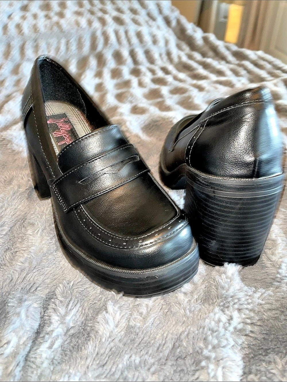 Jellypop Penny loafer platform heels Black Platform Loafer Heels US 6.5